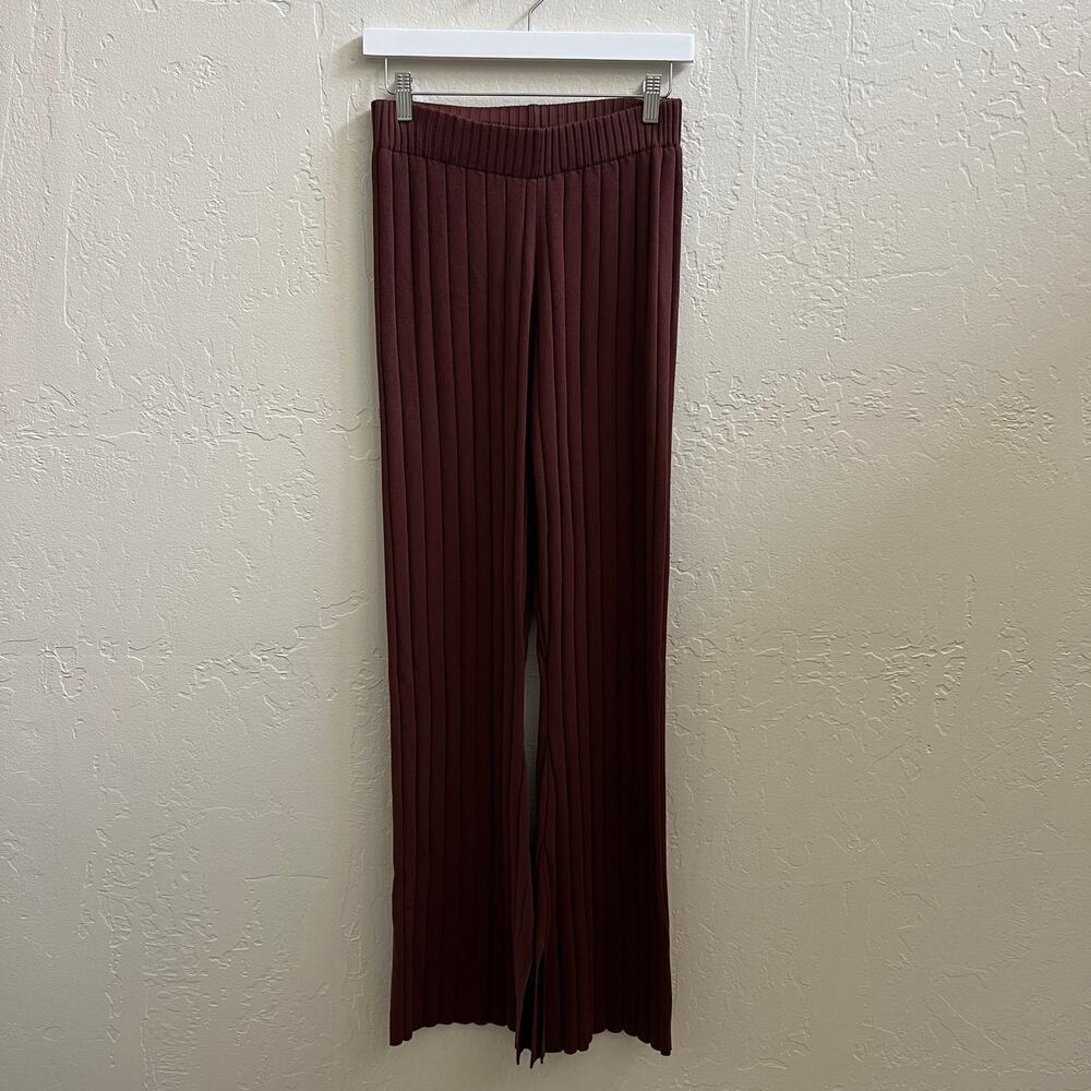 EUC $173 Chosen By Tuchuzy Brown Ribbed Kick Flare High Waist Pants